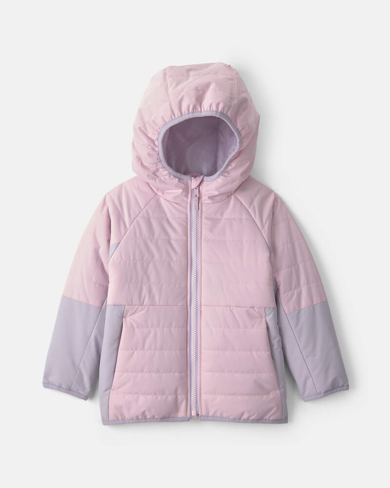Toddler Girl  Quilted Mid Weight Jacket- Pink, image 1 of 4 slides