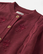 Toddler Girl Organic Cotton Sweater Knit Embroidered Cardigan, image 2 of 4 slides