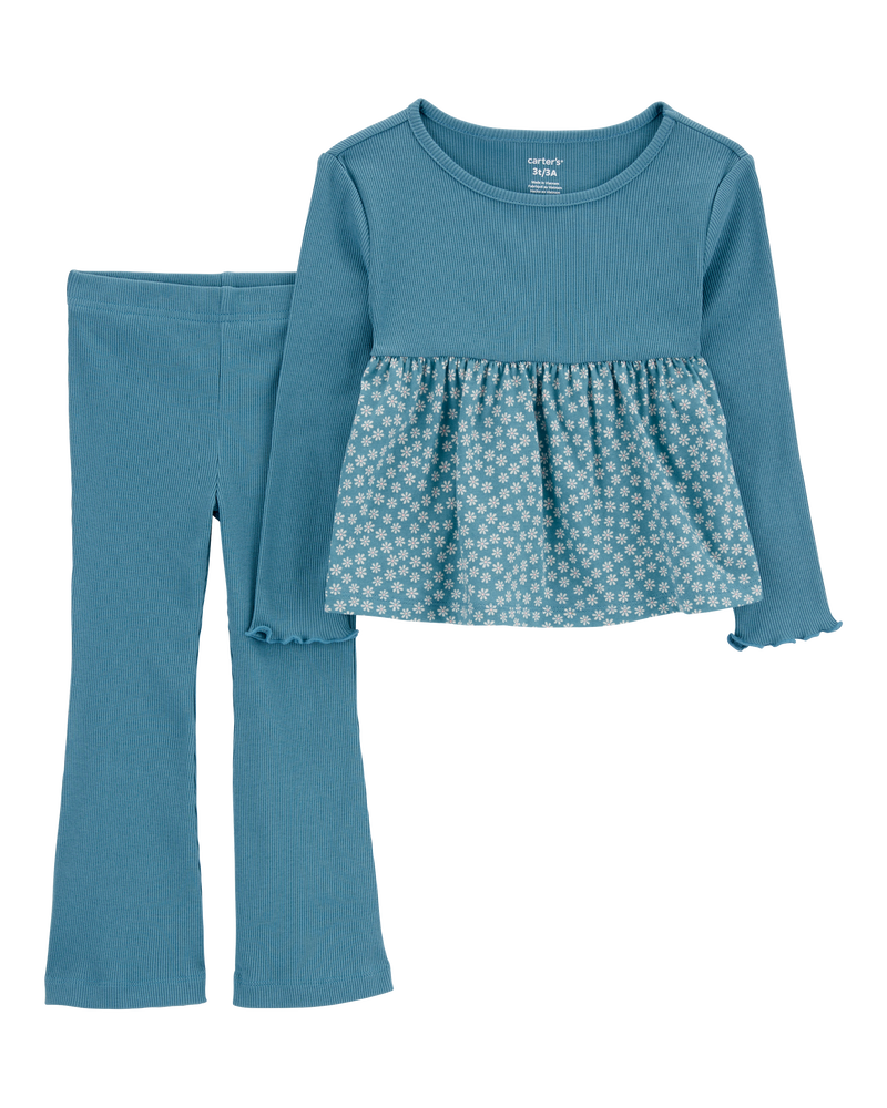 Baby 2-Piece Floral Top & Flare Legging Set, image 1 of 3 slides