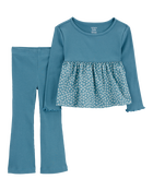 Baby 2-Piece Floral Top & Flare Legging Set, image 1 of 3 slides