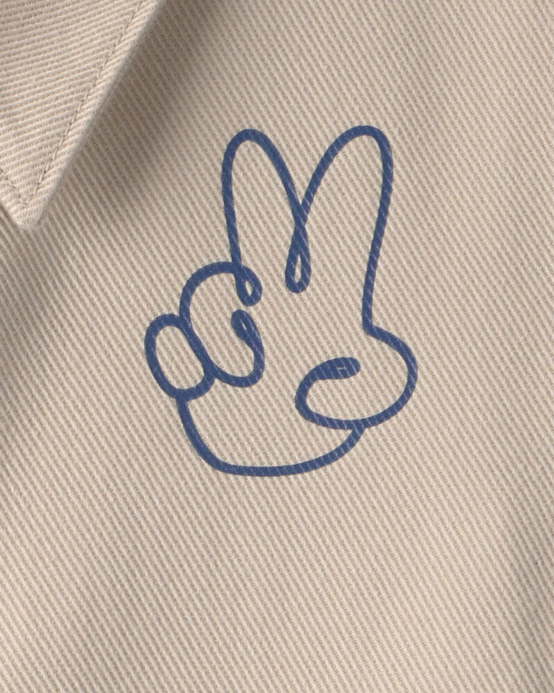 Toddler 'One of a Kind' Peace Sign Zip-Up Jacket - Khaki, image 3 of 4 slides