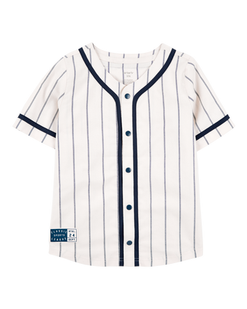 Kid Striped Baseball Button-Down Shirt, 