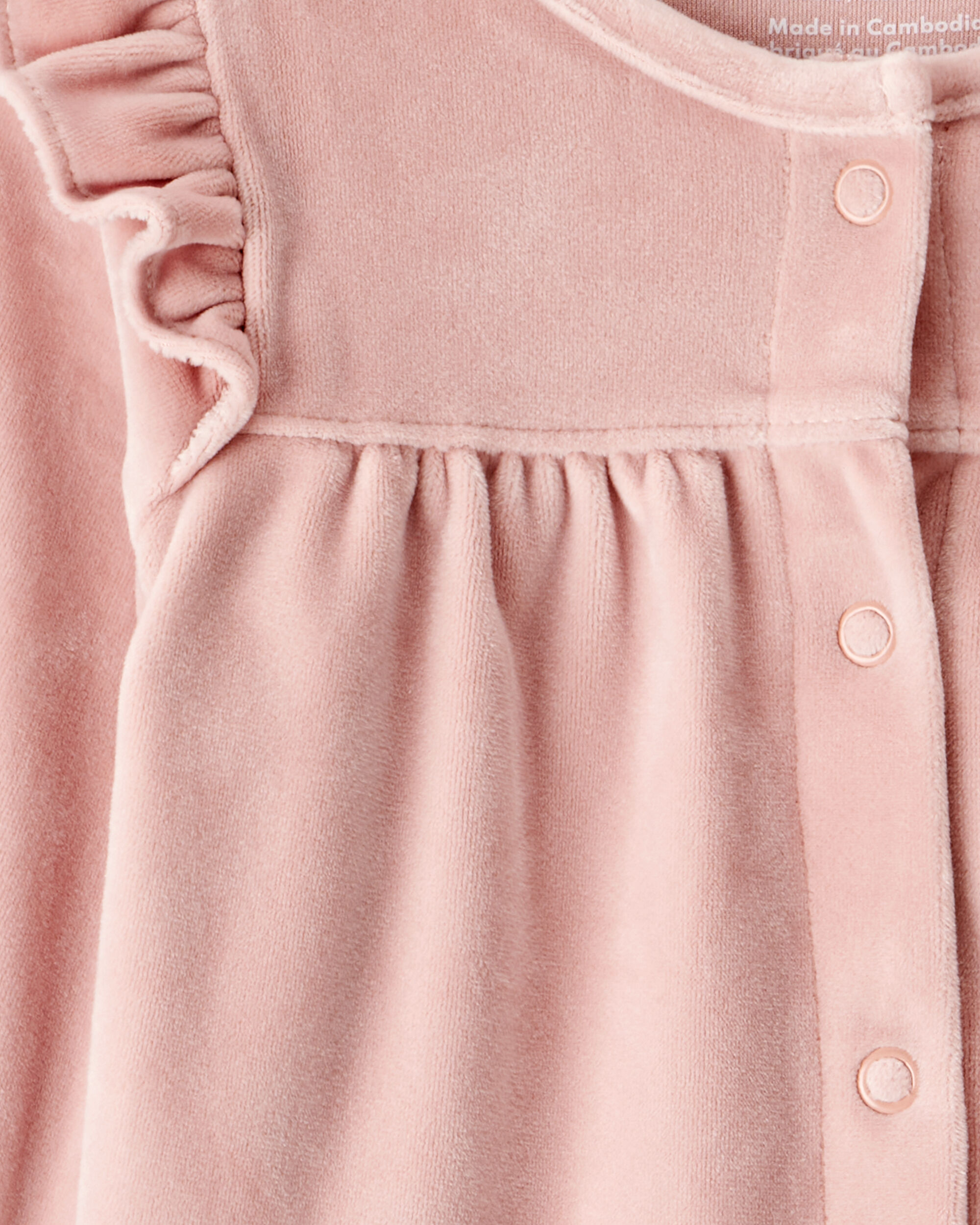 Baby Girl Velour Long-Sleeve Jumpsuit - Pink | Carter's Oshkosh Canada