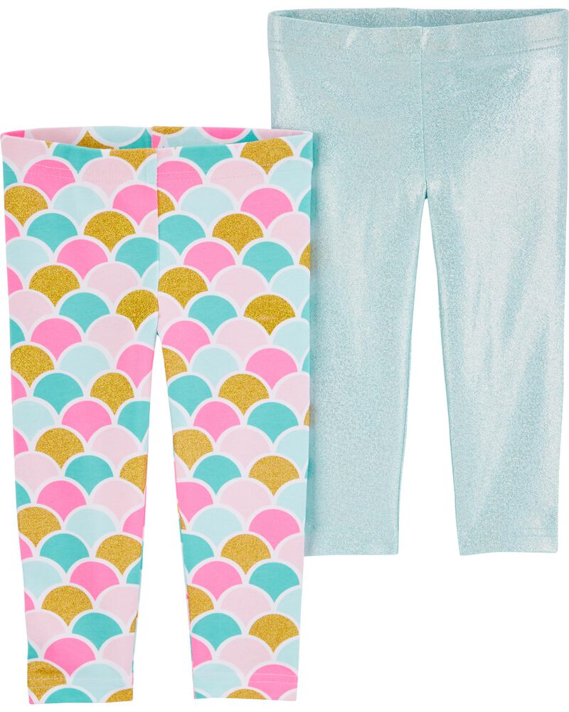2-Pack Glitter Mermaid Leggings, image 1 of 1 slides