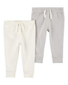 Baby Grey 2-Pack Pull-On Pants, image 1 of 4 slides