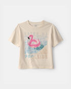 Girls 'Catch Me Poolside' Flamingo Graphic Tee - Cream, image 1 of 4 slides