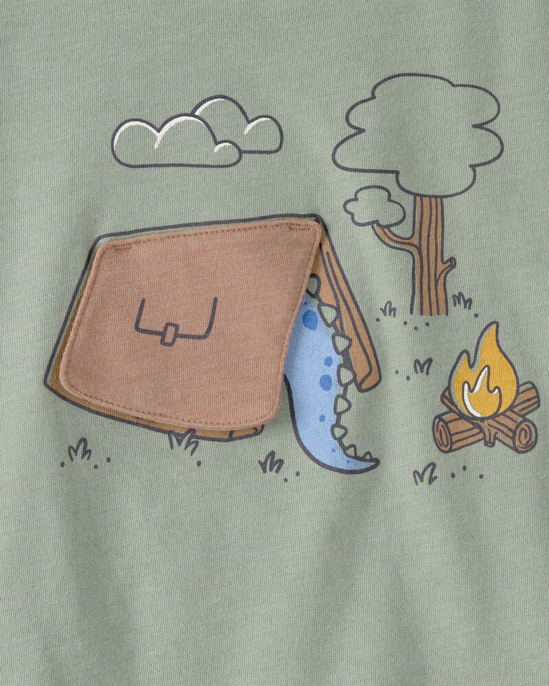 Toddler Boy Camping Dinosaur Graphic Tee - Green, image 3 of 5 slides