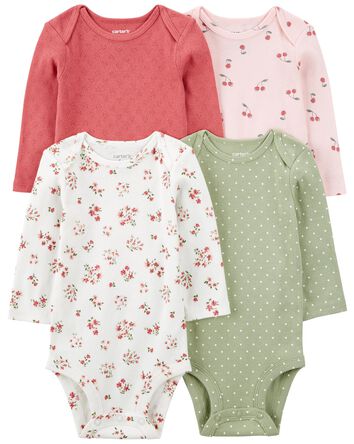 Baby 4-Pack Long-Sleeve Bodysuits, 