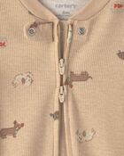 Baby Dog Cotton 2-Way Zip Sleeper - Brown, image 2 of 5 slides