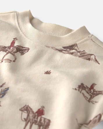 Baby 2-Piece Organic Cotton French Terry Pullover & Pant Set in Western Rodeo, 