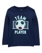 Toddler Soccer Cotton Blend Long-Sleeve Tee - Blue, image 1 of 3 slides