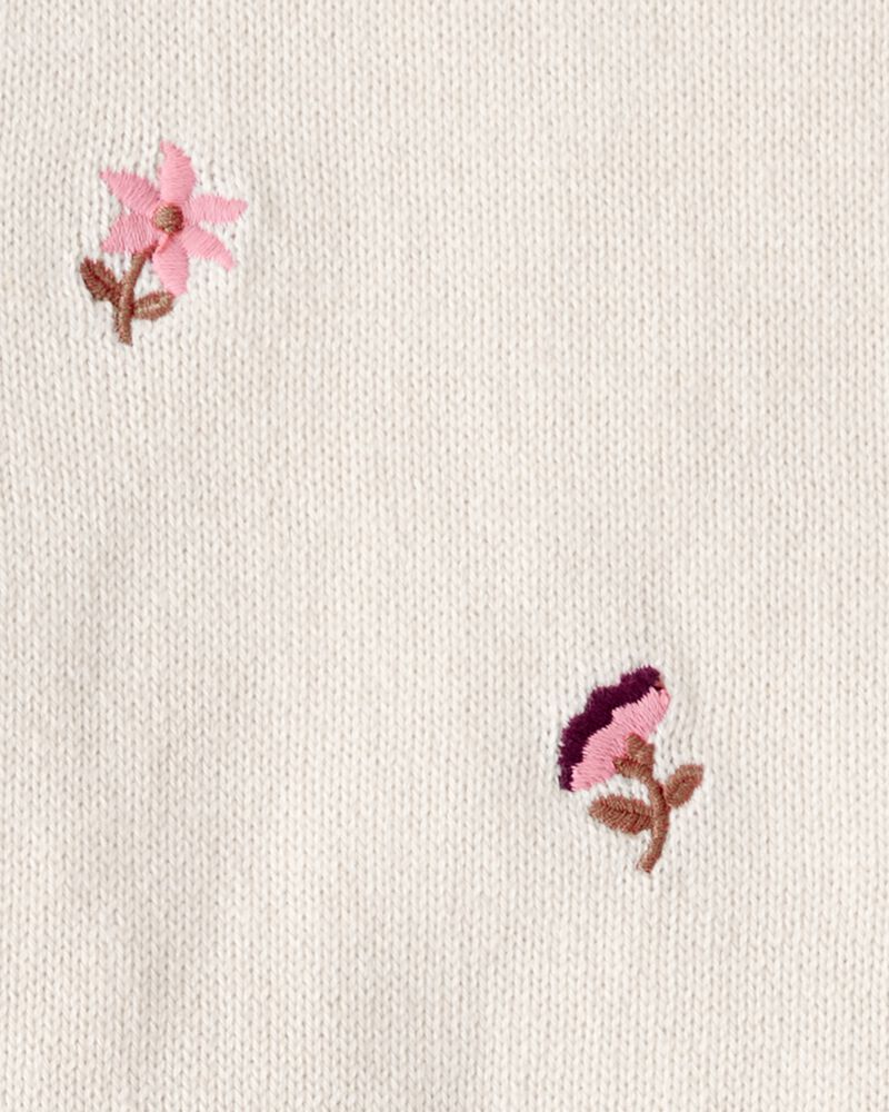 Baby Girl 2-Piece Floral Embroidered Short-Sleeve Top & Short Set - Cream, image 3 of 4 slides