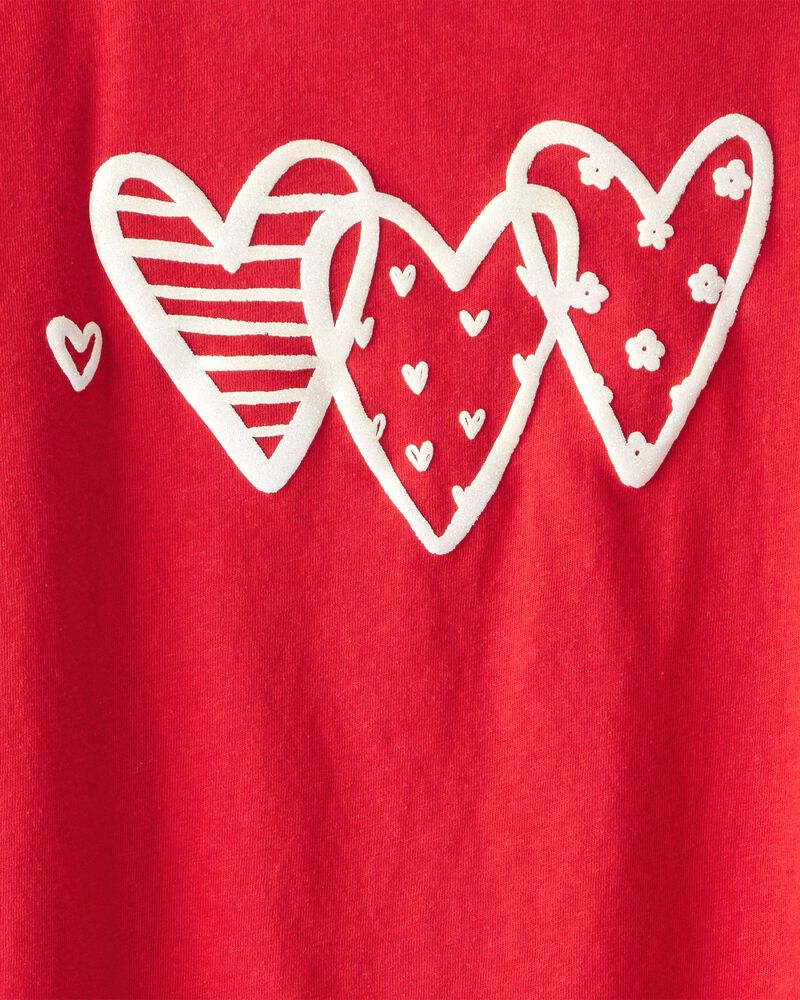 Girls Valentine Heart Long-Sleeve Graphic Tee - Red, image 3 of 4 slides