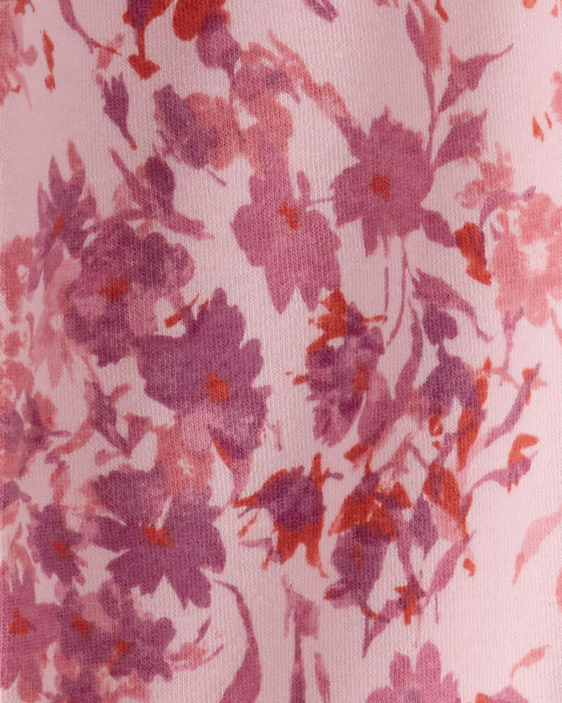 Girls Floral Print Pull-On Fleece Joggers - Pink, image 3 of 4 slides