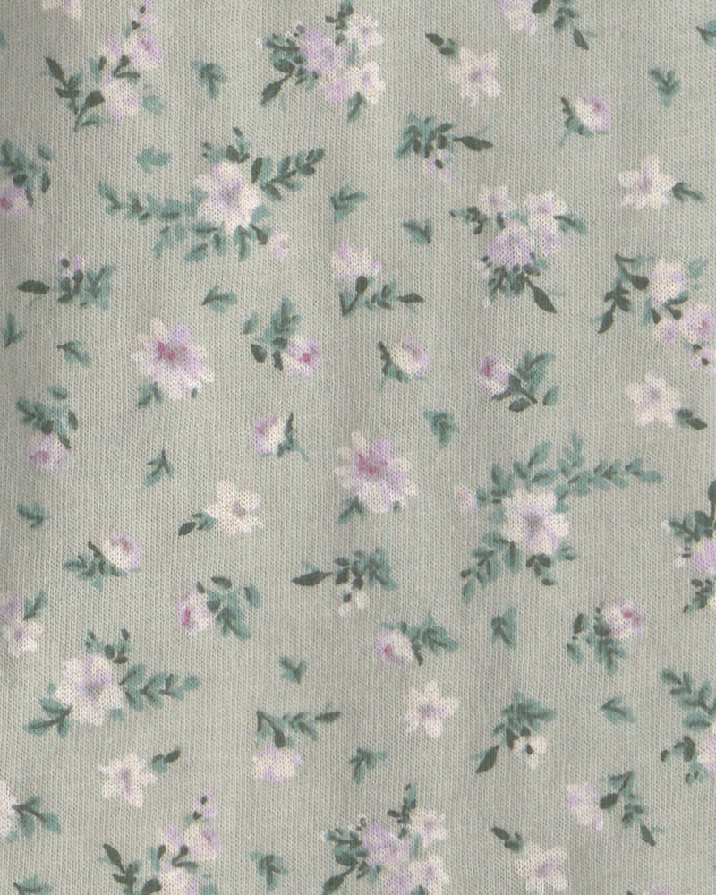 Toddler Girl Floral Puff-Sleeve Top - Green, image 2 of 3 slides