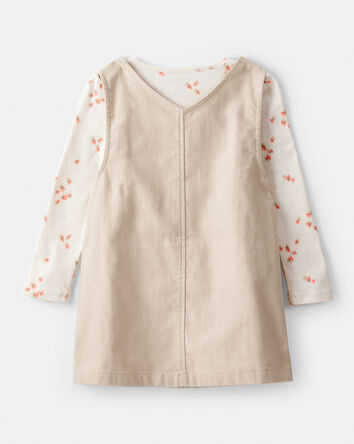 Tout-petit fille - Robe à 2 pièces à manches longues en coton imprimé cœur - Brun, 