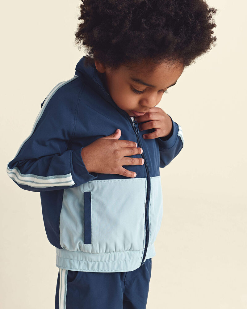 Toddler Boy colour Block Zip-Up Jacket - Navy Blue, image 3 of 9 slides
