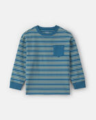 Boys Striped Long-Sleeve T-Shirt - Blue, image 1 of 3 slides
