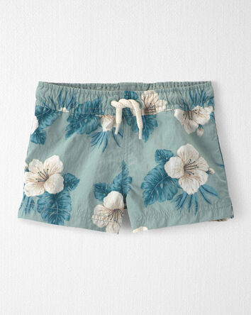 B&eacute;b&eacute; gar&ccedil;on - Short maillot de bain de mati&egrave;res recycl&eacute;es - Bleu hibiscus, 