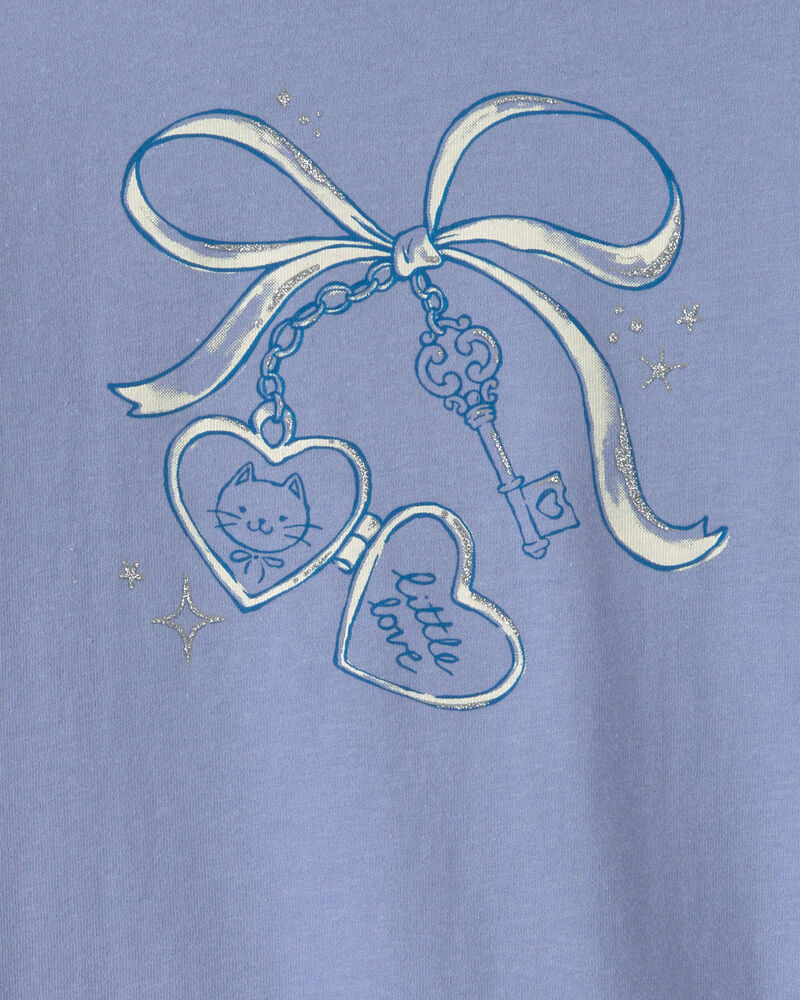 Toddler Girl Bow Long-Sleeve Graphic T-Shirt - Blue, image 2 of 3 slides