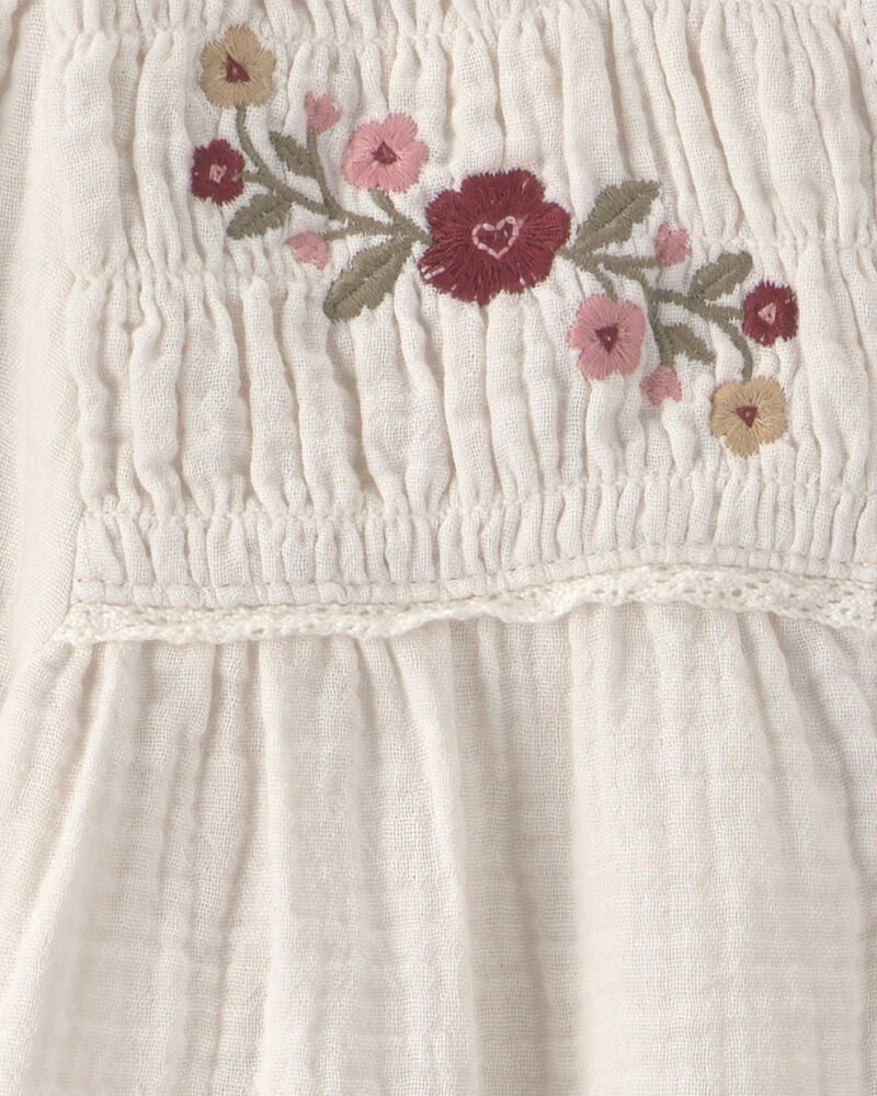 Toddler Girl Organic Cotton Embroidered Gauze Top, image 3 of 4 slides