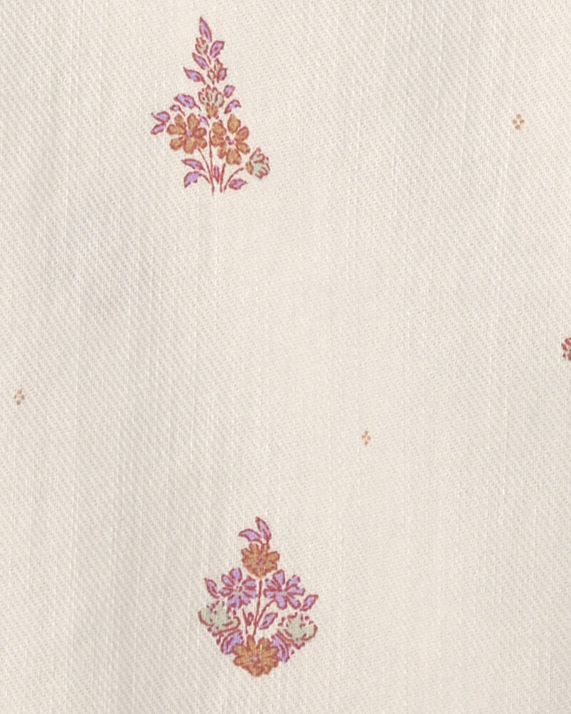 Toddler Girl Floral Short-Sleeve Twill Jumpsuit - Cream, image 7 of 8 slides