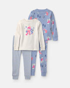 Toddler Girl Penguin Winter Cotton Snug Fit 4-Piece Pyjama Set - Purple/White, image 1 of 5 slides