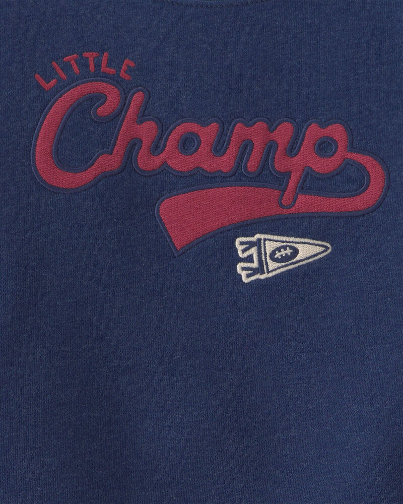 Toddler Boy 2-Piece 'Little Champ' Football Fleece Top & Pant Set - Navy Blue/Grey, image 4 of 6 slides
