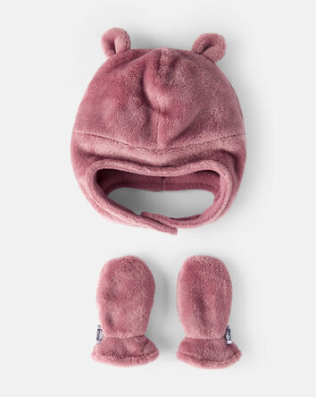 Bébé fille - Ensemble tuque et mitaines en molleton Velboa KOMBI, 