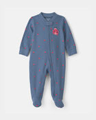 Baby Girl Ladybug 100% Cotton 2-Way Zip Sleeper - Blue, image 1 of 5 slides