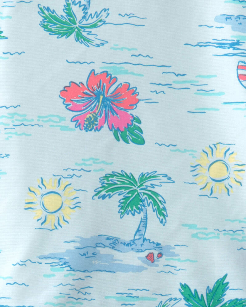 Toddler Girl 2-Piece Beach  Long-Sleeve Rashguard Swimsuit Set - Blue/Lavender, image 3 of 4 slides