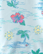 Toddler Girl 2-Piece Beach  Long-Sleeve Rashguard Swimsuit Set - Blue/Lavender, image 3 of 4 slides