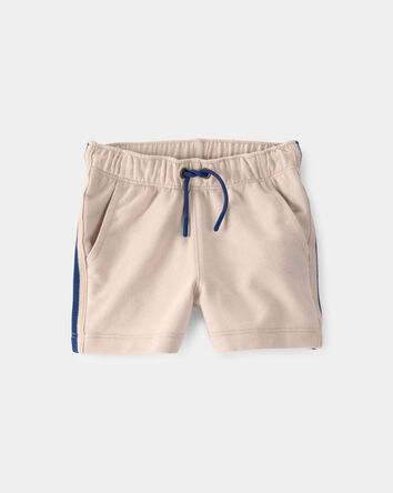 B&eacute;b&eacute; gar&ccedil;on - Short en jersey bouclette, rayures - Kaki/ Bleu, 