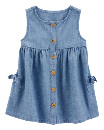 Baby Solid Cotton Dress - Blue, 