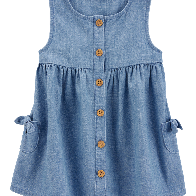Chambray Baby Solid Cotton Dress - Blue | Carter’s Oshkosh Canada