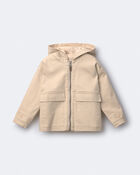 Toddler Boy Zip-Up Hooded Jacket with Pockets - Khaki, image 1 of 6 slides