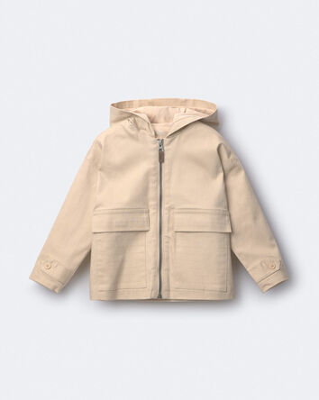 Toddler Boy Zip-Up Hooded Jacket with Pockets - Khaki, 