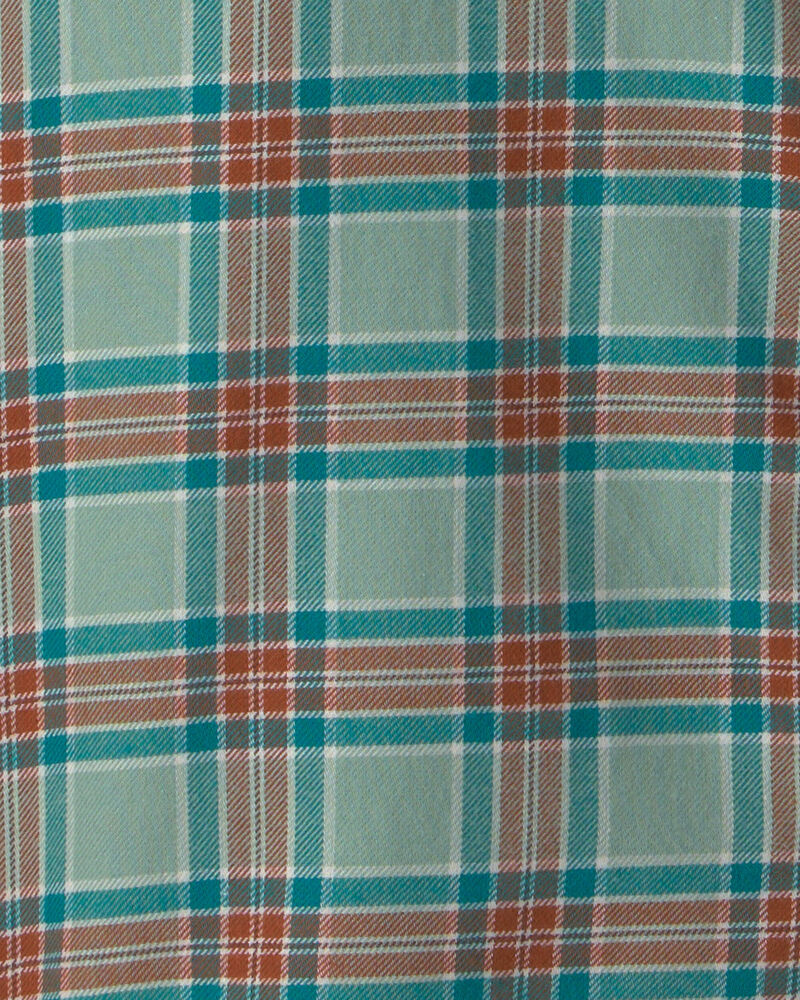 Boys Plaid Long-Sleeve Button-Down Shirt - Green, image 3 of 4 slides