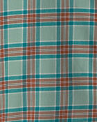 Boys Plaid Long-Sleeve Button-Down Shirt - Green, image 3 of 4 slides