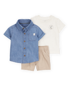 Bébé garçon - Ensemble 3 pièces short à motifs tropicaux, image 1 sur 6 diapositives