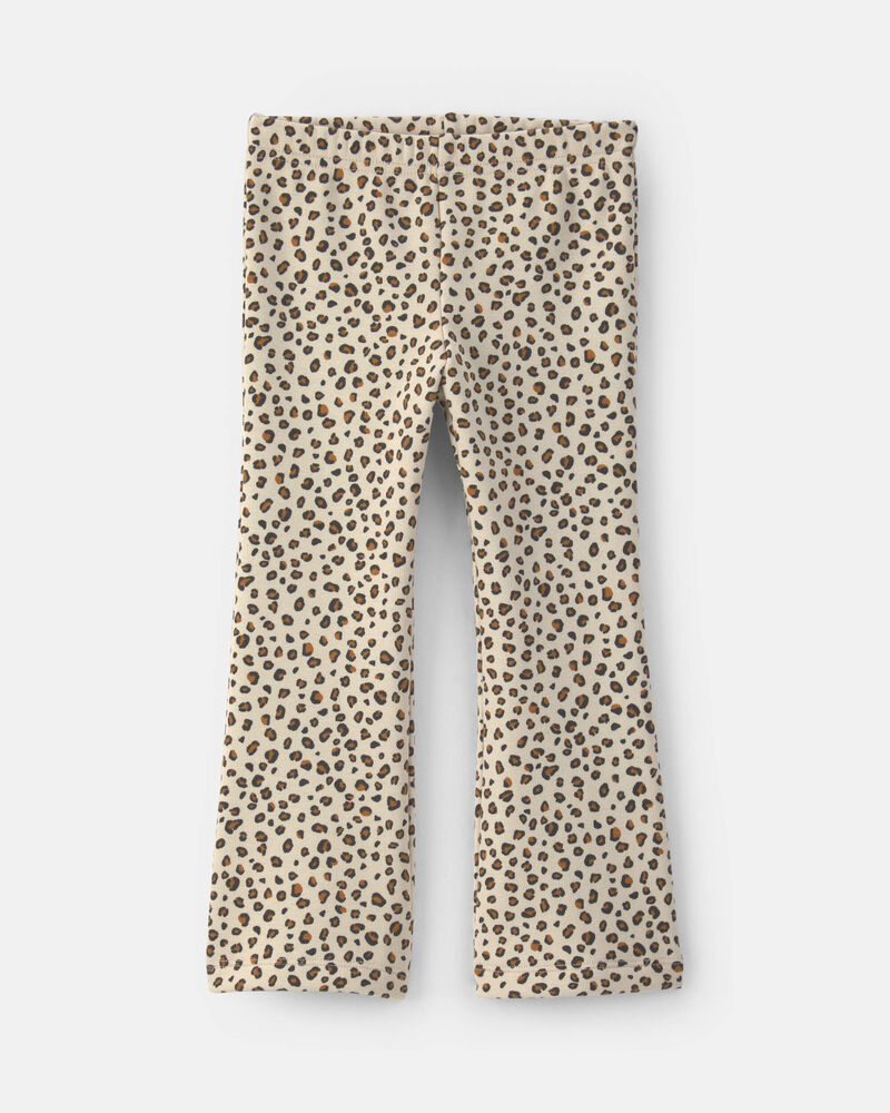Toddler Girl Leopard Fleece Pull-On Stretch Leggings - Brown, image 1 of 5 slides