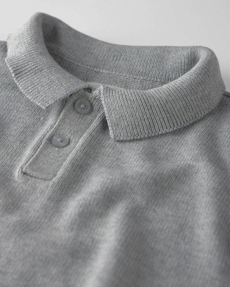 Toddler Boy Organic Cotton Sweater Knit Polo, image 2 of 4 slides