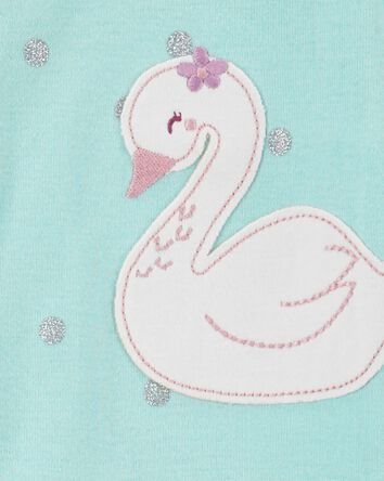 Toddler 1-Piece Swan Print 100% Snug Fit Cotton Footie Pyjamas, 