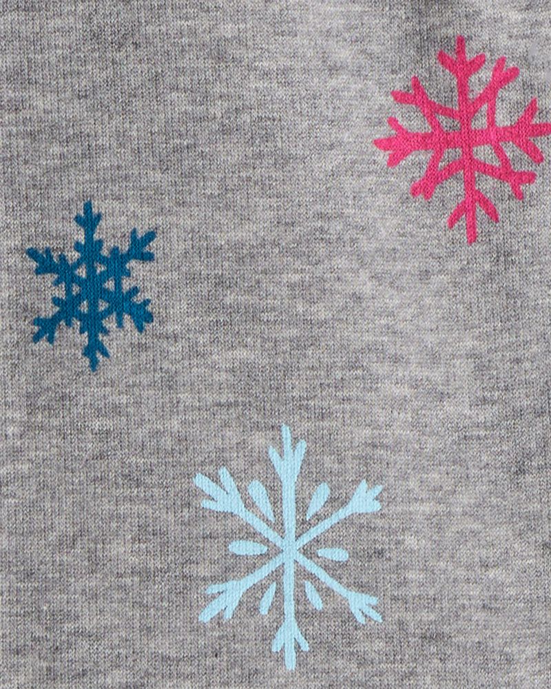 Girls Snowflake Pull-On Stretch Cozy Leggings - Grey, image 4 of 5 slides