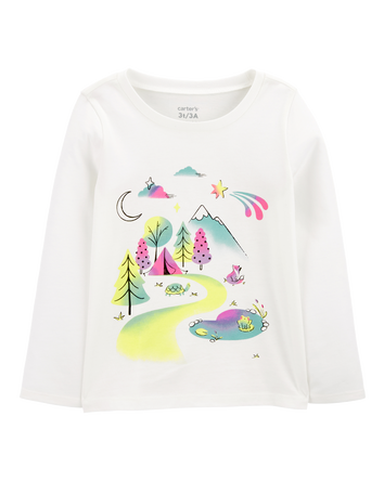 Kid Mountain Scene Cotton Blend Graphic Tee, 