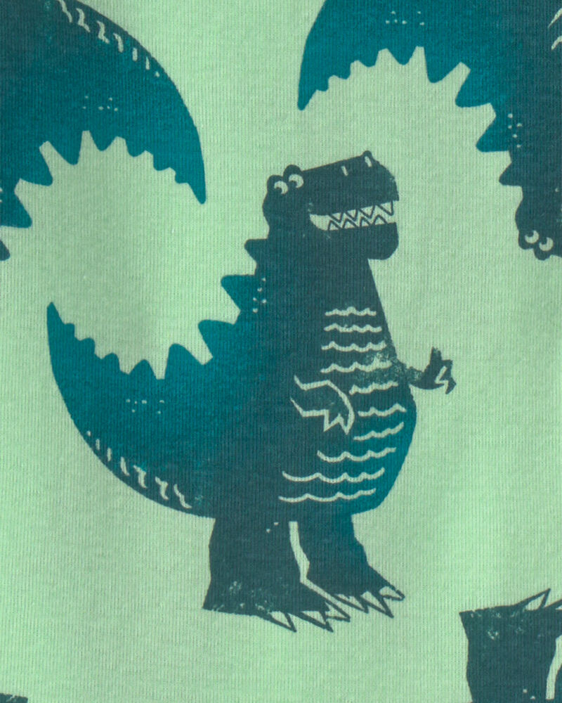 B&eacute;b&eacute; gar&ccedil;on - Pyjama ajust&eacute; 4 pi&egrave;ces en 100 % coton &agrave; motif rayures et dinosaure &ndash; Vert, image 3 sur 4 diapositives