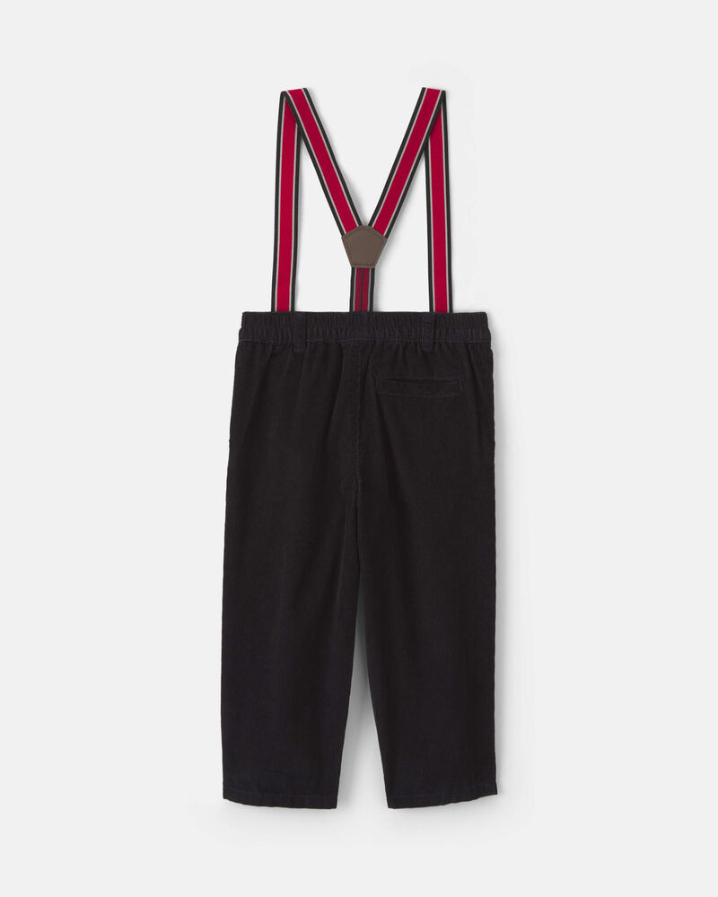 Toddler Boy Corduroy Straight Suspender Pants - Black, image 2 of 4 slides