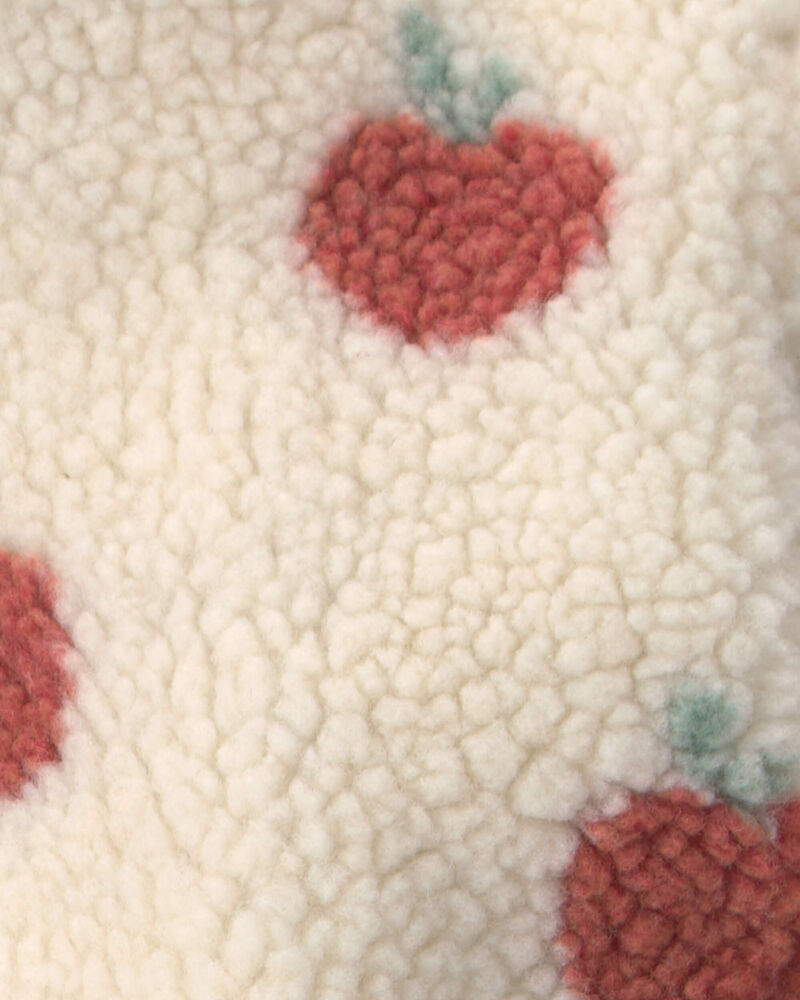 Baby Girl Recycled Teddy Fleece Jacket in Apples, image 4 of 5 slides