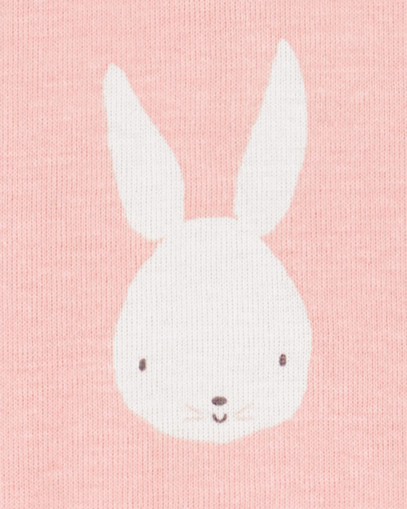 Girls Bunny Print Easter Snug Fit Cotton 2-Piece Pyjamas - Pink, image 2 of 3 slides