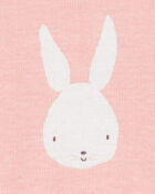 Girls Bunny Print Easter Snug Fit Cotton 2-Piece Pyjamas - Pink, image 2 of 3 slides